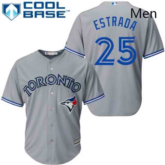 Mens Majestic Toronto Blue Jays 25 Marco Estrada Replica Grey Road MLB Jersey